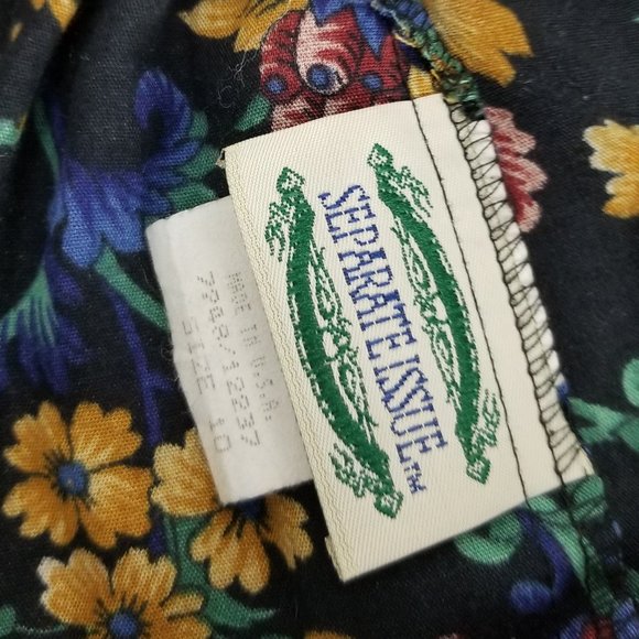 Black Mini Skirt Multi Color Floral Print Size 10 - Picture 3 of 3